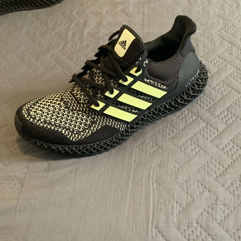 Adidas Black and Yellow Athletic Shoes with Mesh Upper - Picture 3 of 6